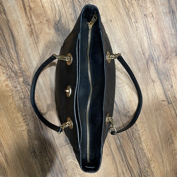 Coach Black Leather Turnlock Chain Tote - Picture 5 of 7